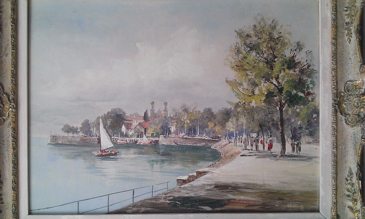 Oil on panel 30X40, lakeside walk