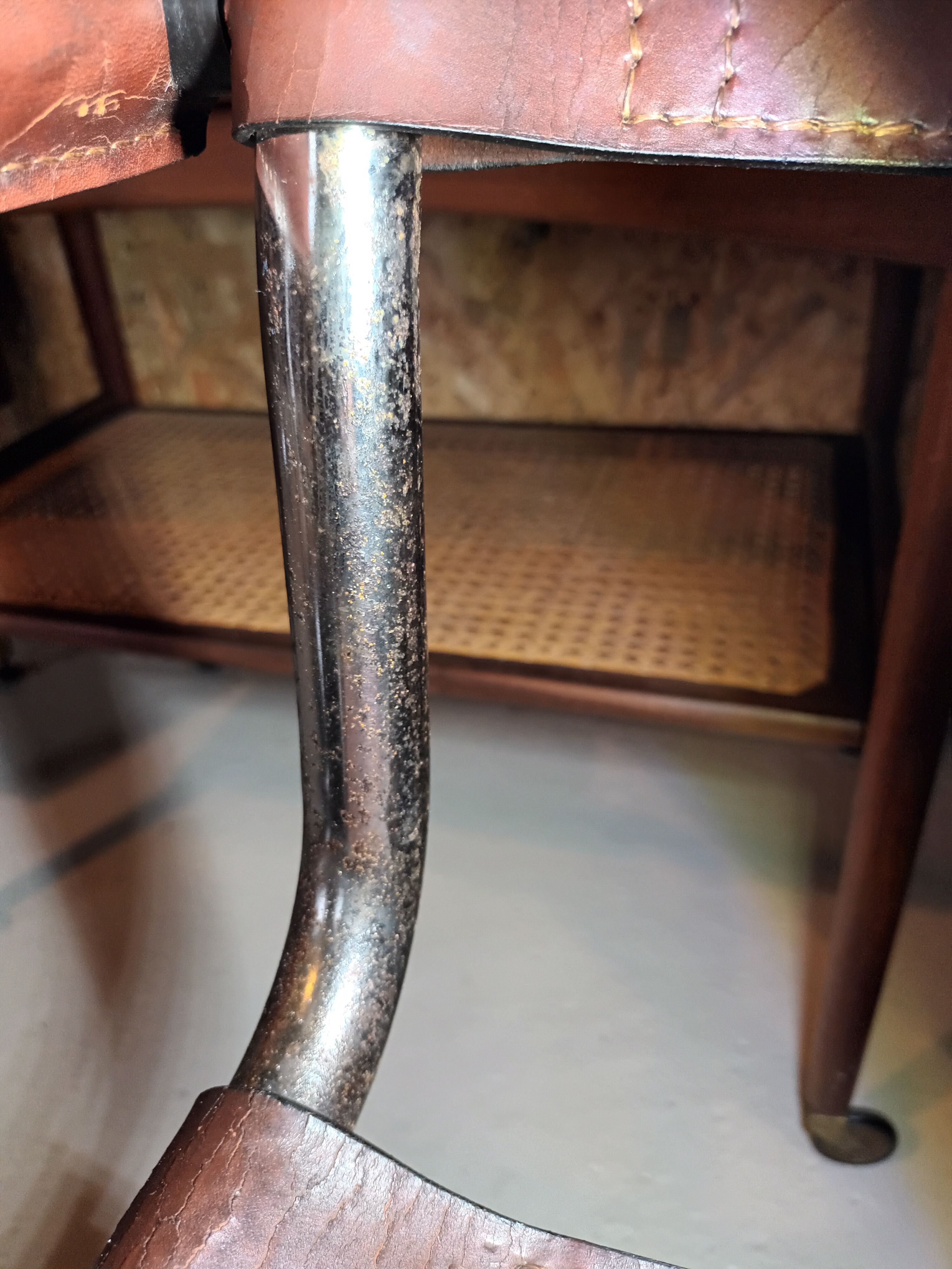 Set of 6 brown leather armchairs