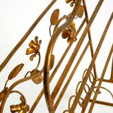 Extraordinary mid-century newspaper and magazine rack with a gilded metal