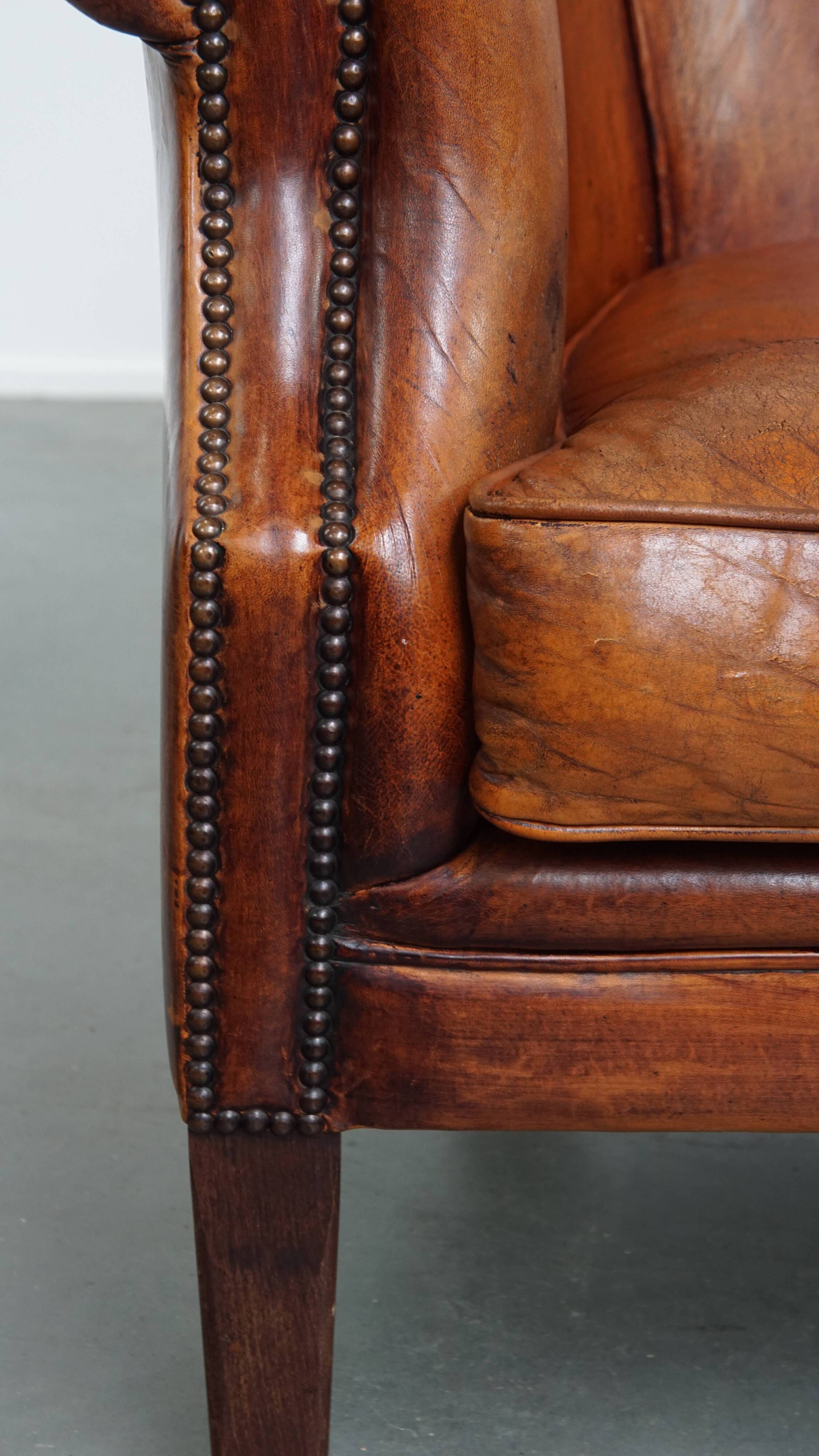 Sheepskin leather club chair