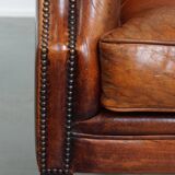 Sheepskin leather club chair