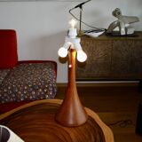 Large vintage table lamp by fog and morup in teak denmark 1960