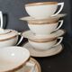 Coffee or tea service in Limoges porcelain and gold, France, Art style.