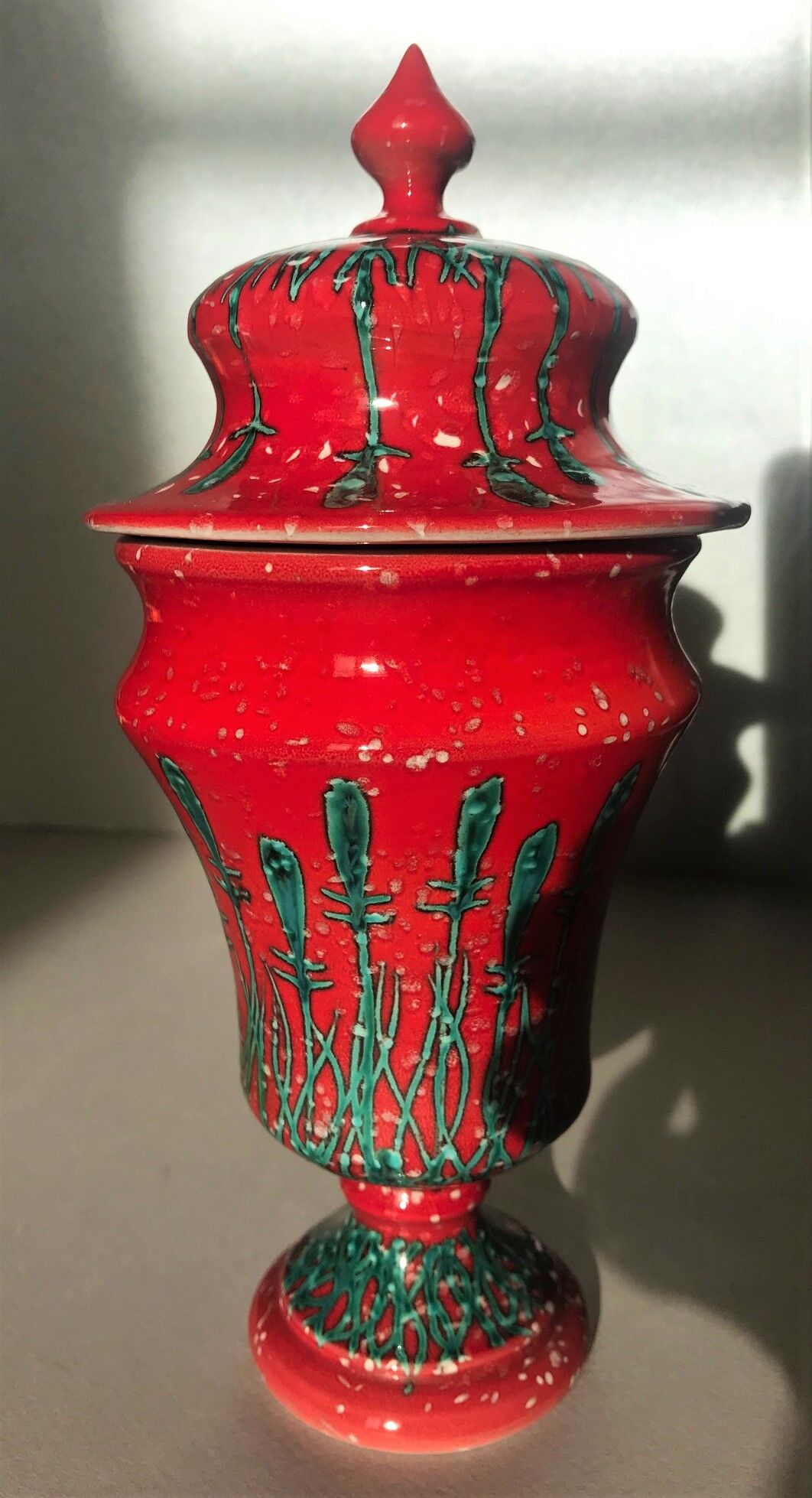 Vintage Italian ceramic lidded vase