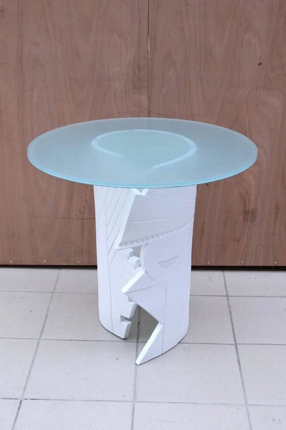 Eglantine Moreau ceramic and glass side table, France 1980