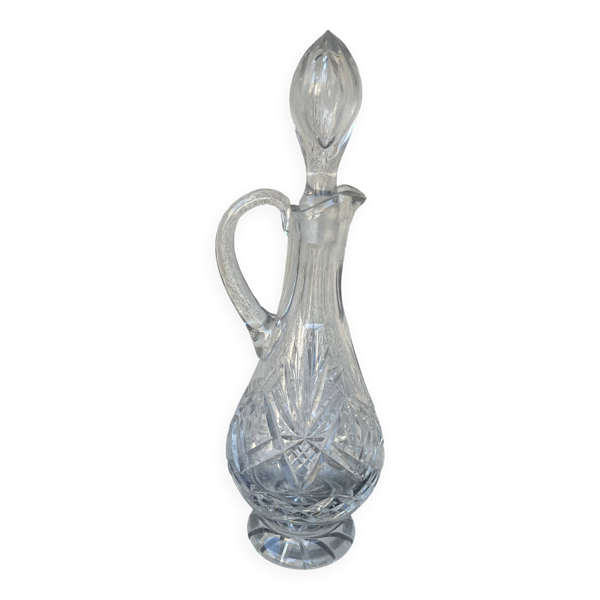 Carafe à vin en cristal de Lorraine taillé signée Etzel