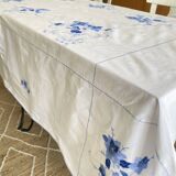 Large antique hand-embroidered tablecloth - 12 place settings - 170x210 cm - cotton