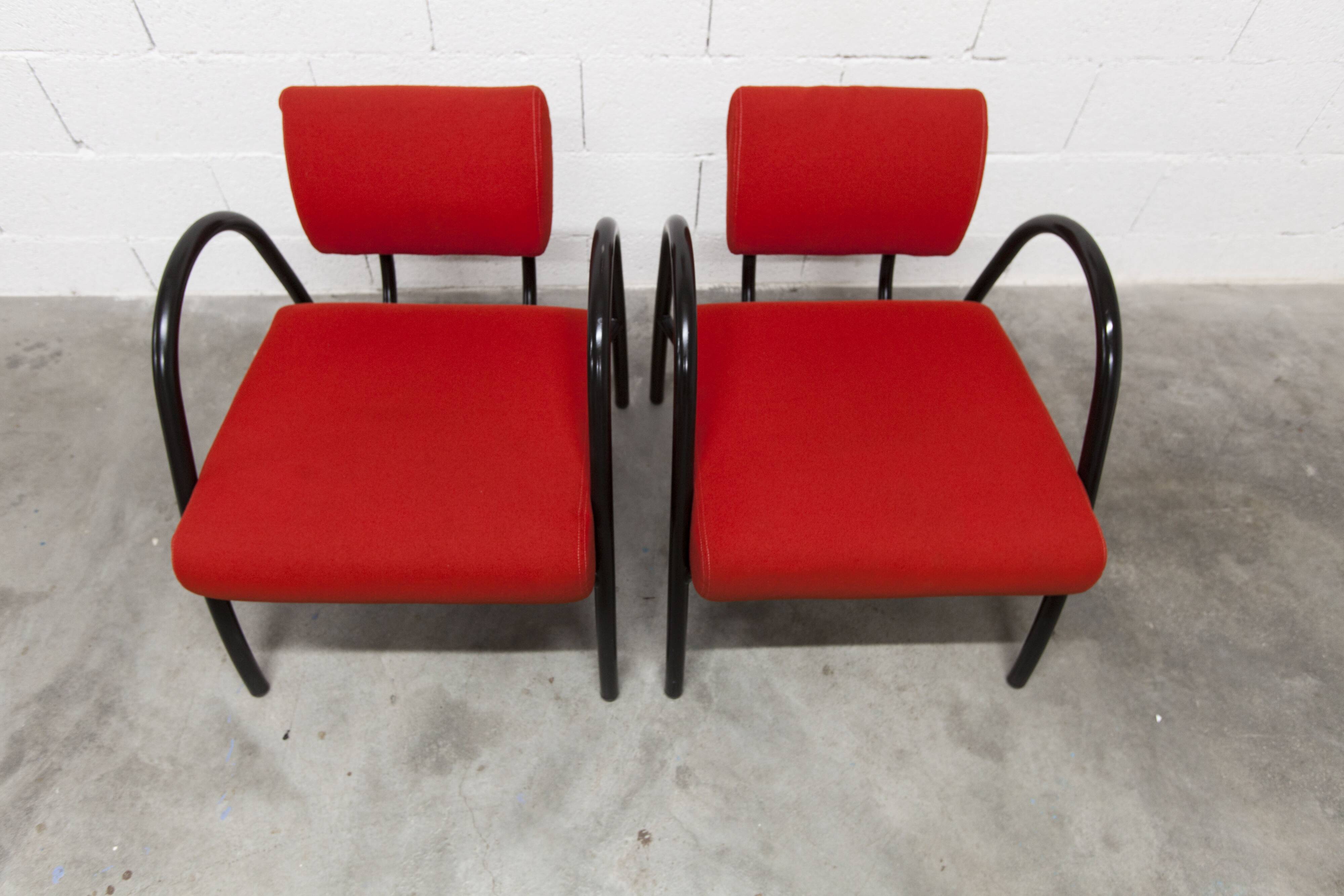 Sofa set with 2 designer armchairs 2001 red