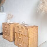 Pair of rattan bedside tables circa the 1970s.