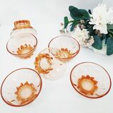 Lot of 6 glasses of pink champagne of 70 years
