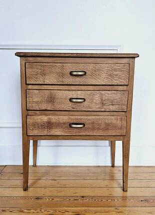 Vintage wooden side table with 3 drawers - 1960s