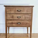 Vintage wooden side table with 3 drawers - 1960s