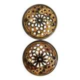 Pair of enamelled terracotta wall lights