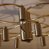 Mid century two-tier brass spiral 12 light chandelier by Helestra, 1970