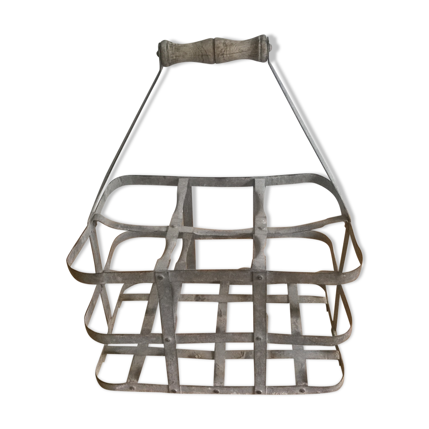 Old bottle rack in zinc