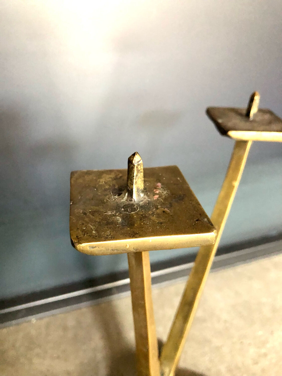 Brutalist golden candle holder