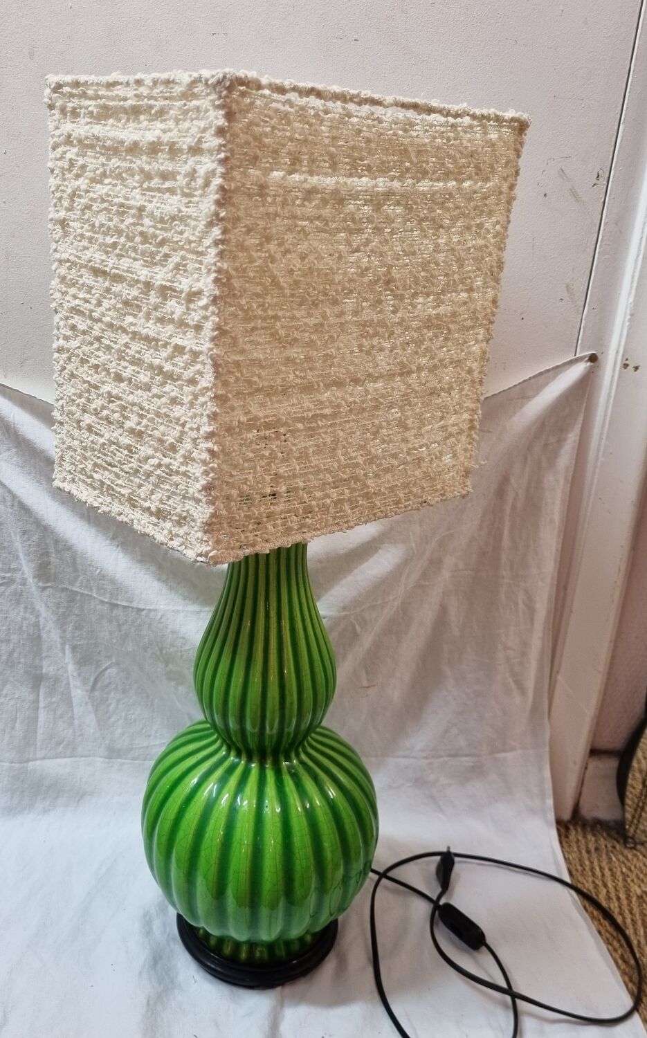 Vintage enamelled ceramic lamp from 1970