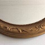 Large Baroque Mirror • Oval Arch • Carved Wood • Resin • 1950