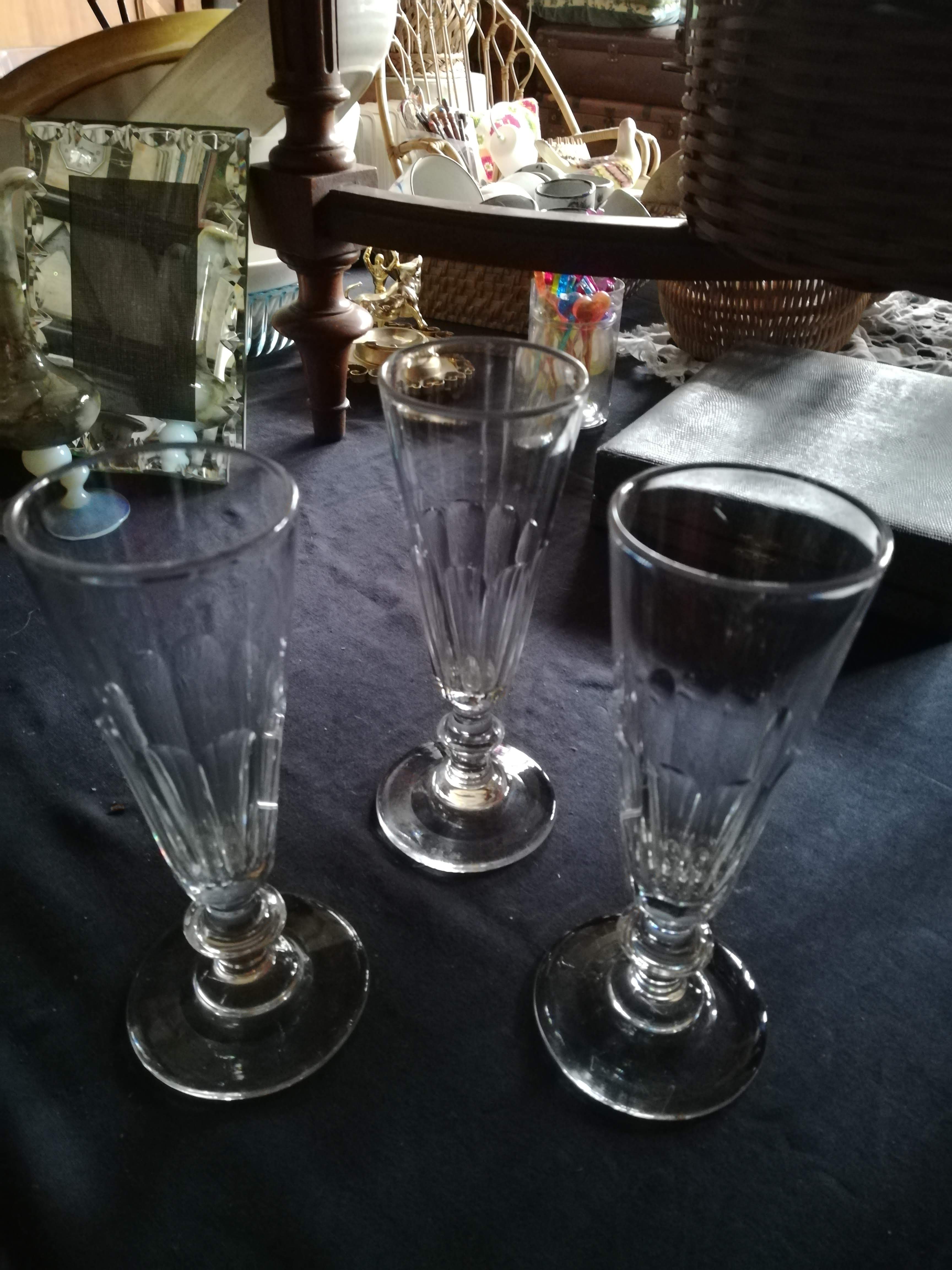 Set of 3 Baccarat/St Louis Champagne Flutes