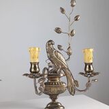 Pair of wall sconces with parrots and leaves