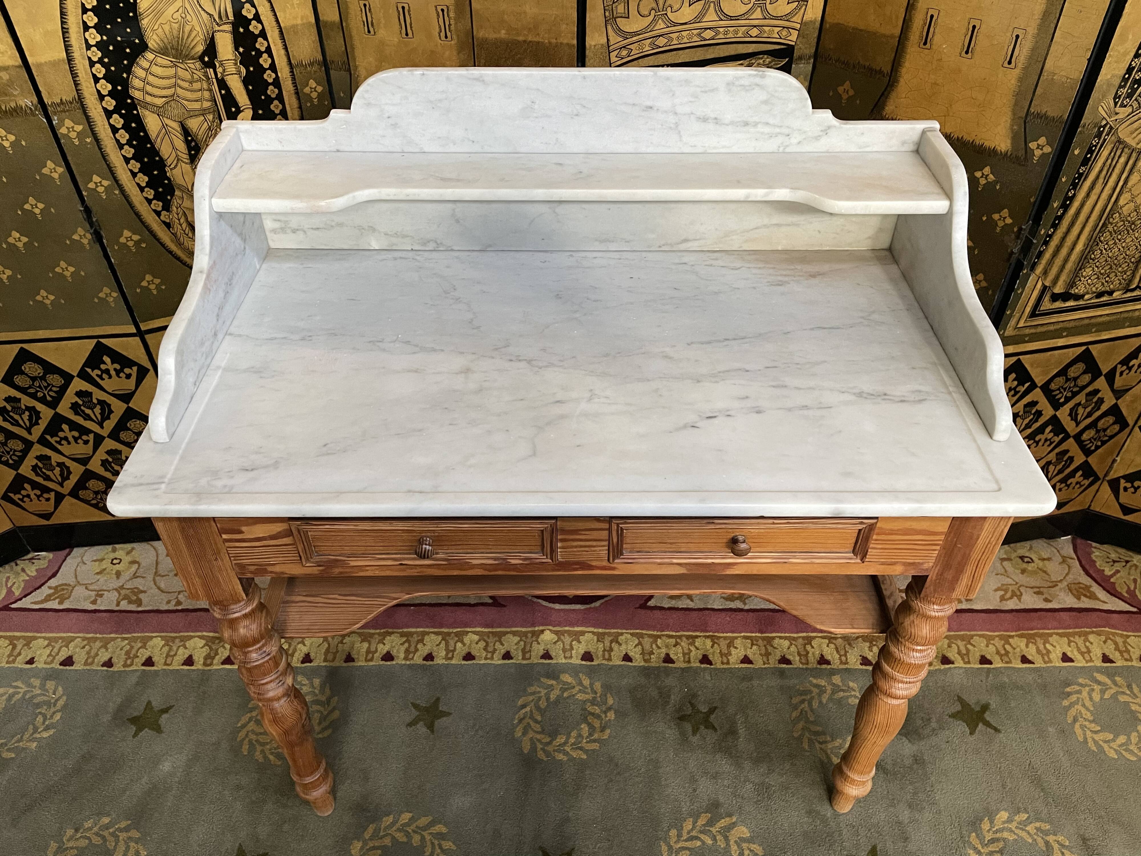 Toilet table - Louis Philippe dressing table in fir and marble