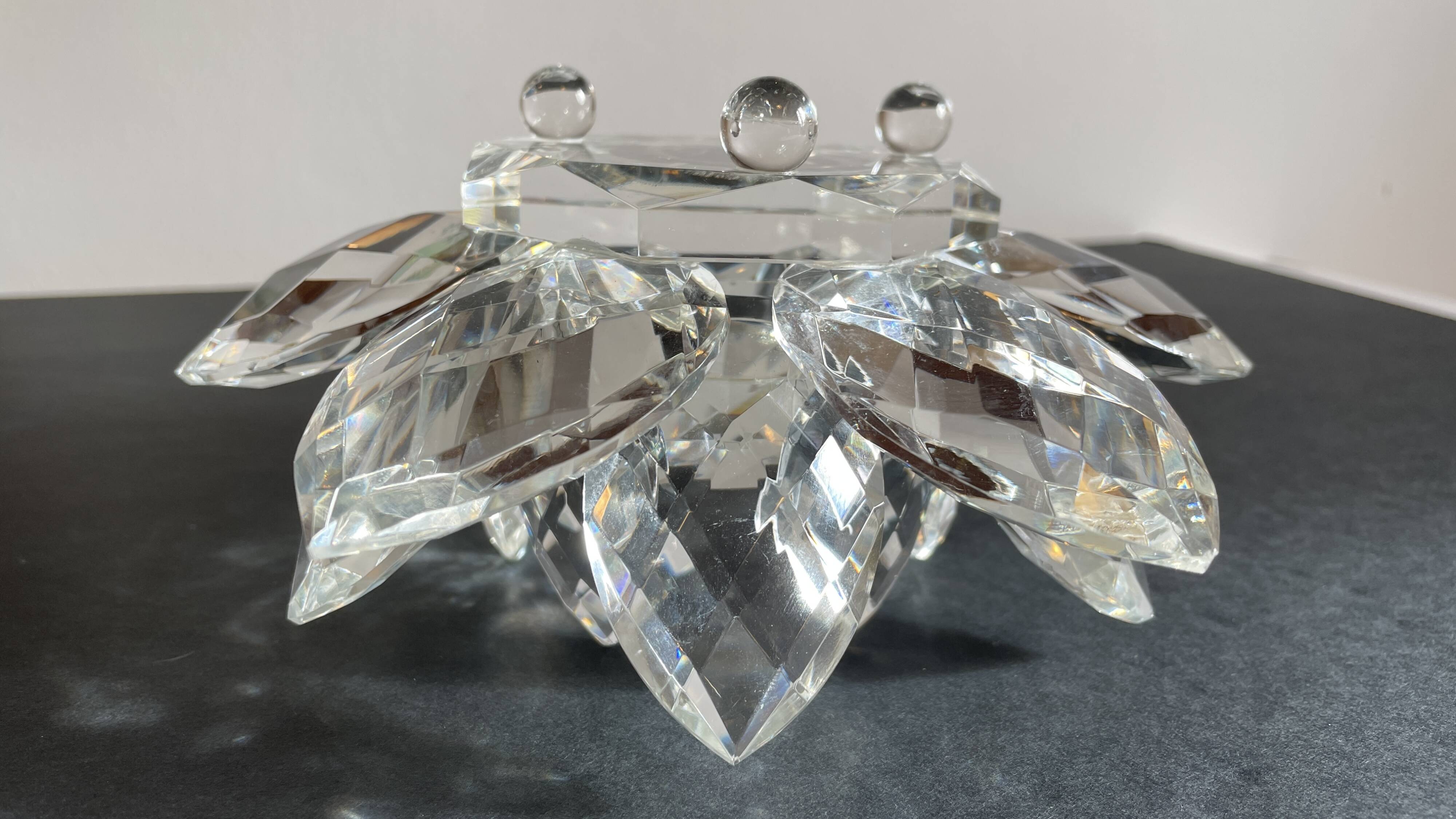 Crystal Flower Paperweight Sculpture