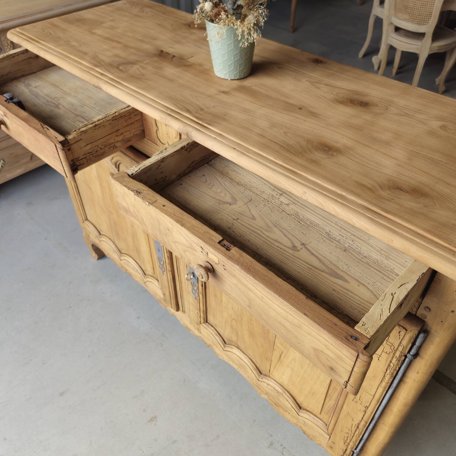 Large Louis XV style solid wood buffet, restored