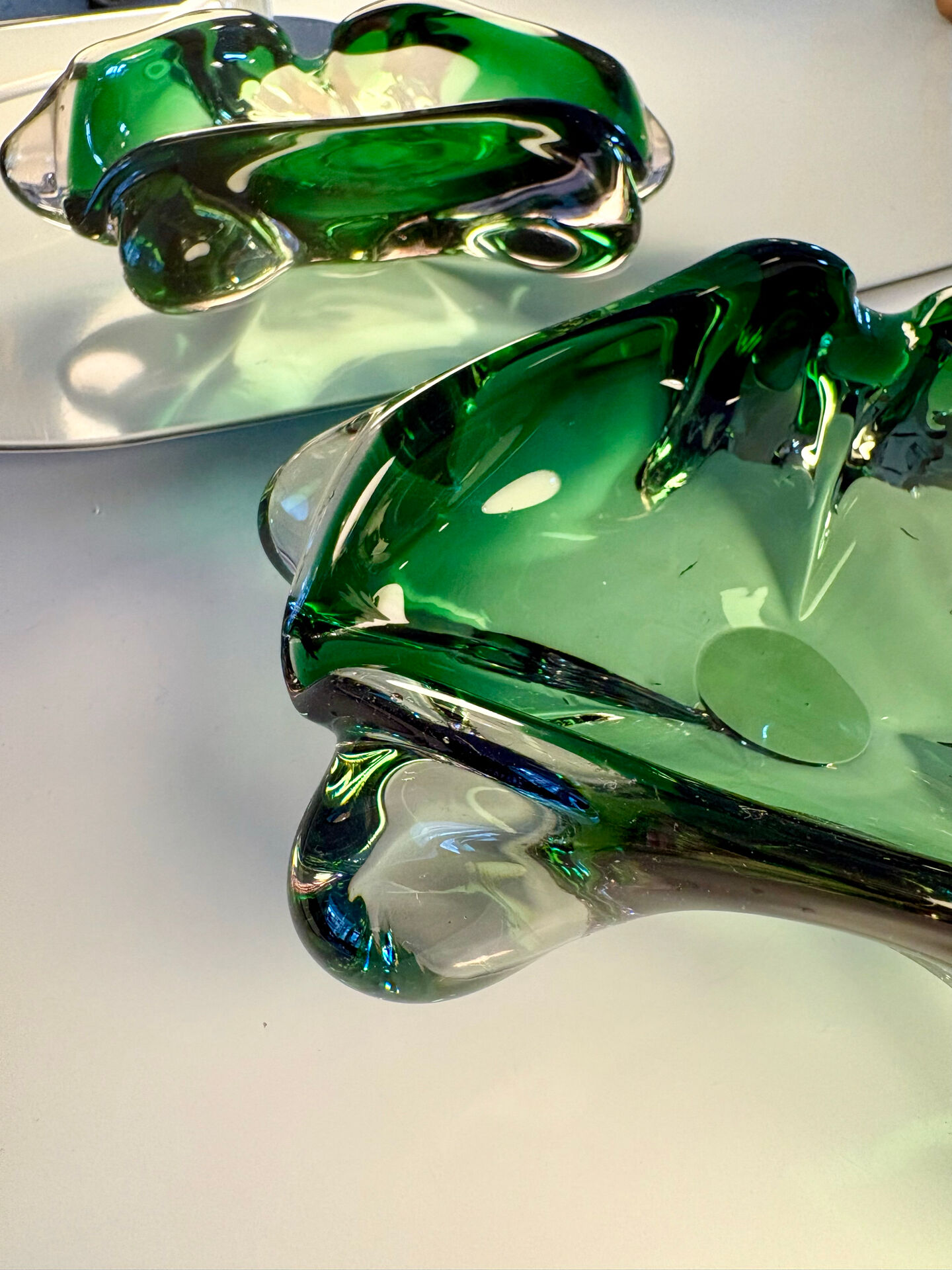 Green Murano glass vide-poche / ashtray from 1970