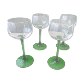 Set de 4 verres à vin d'Alsace en verre uni