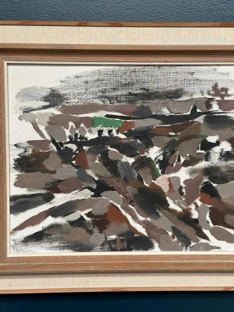 Original Swedish Oil on Canvas – "Abstract" by B. Person – Signed – Vintage and Framed – 53 x 44 cm (20.8" x 17.3")