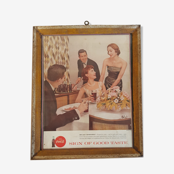 Old Advertisement Coca-Cola Original Paper Print Under Old Frame