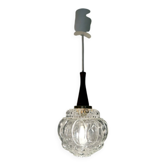 Scandinavian design glass and wood ball chandelier