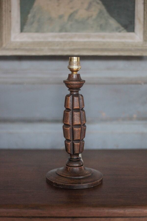 Lampe de chevet, lampe de table, lampe à poser vintage, lampe bois sculpté