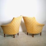 Pair of yellow vintage armchairs