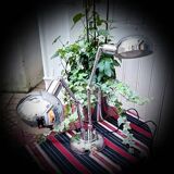 Seventies metal lamp with two spotlights