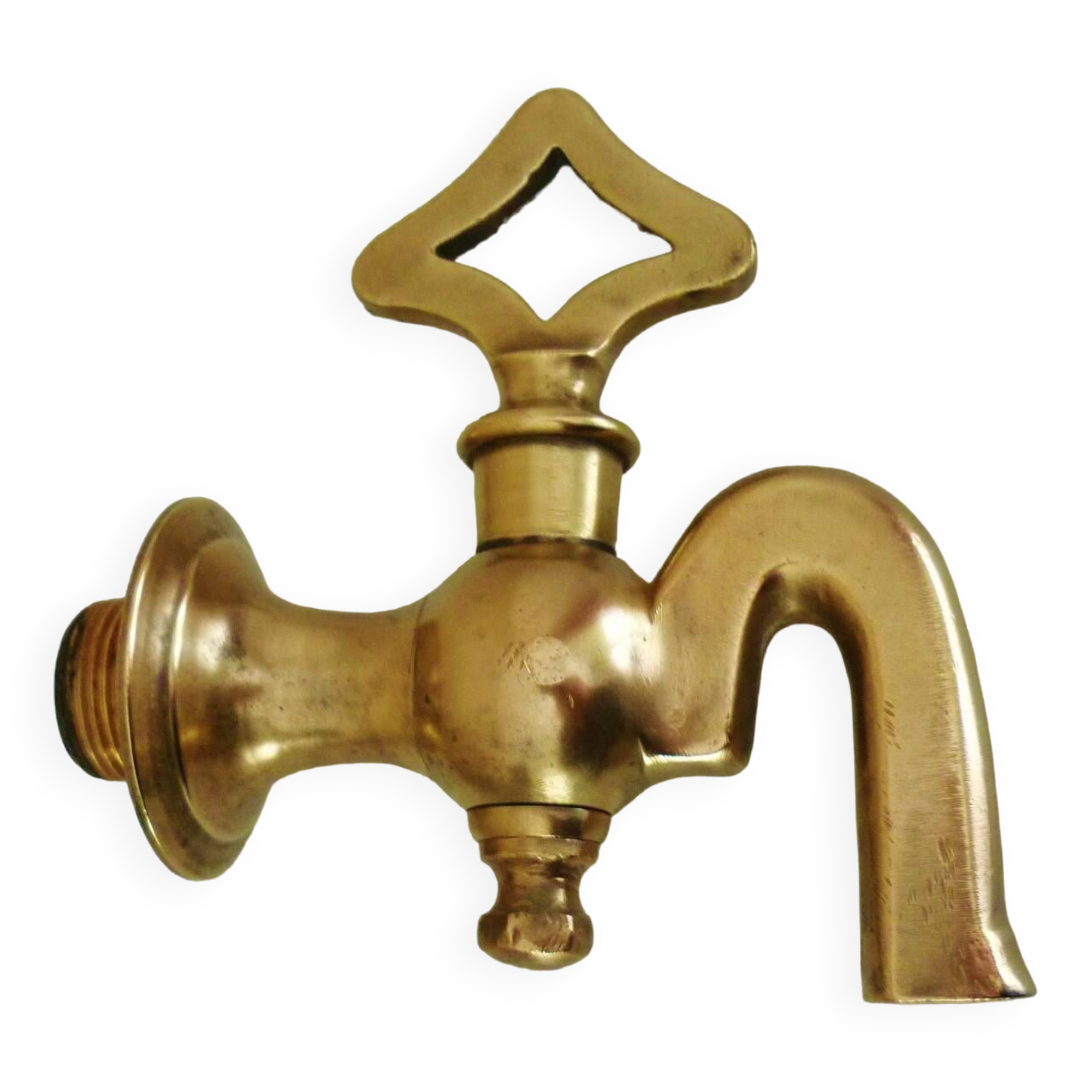 Old fountain tap for garden in brass, 4 parts