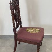 Chaise de nourrice Napoléon III, bois noirci et canevas