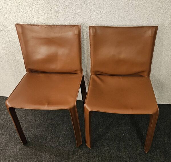 Chaise en cuir marron zippé style Bellini design italien