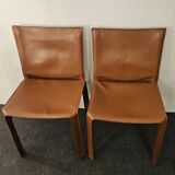 Bellini style brown leather zipped chair, Italian design