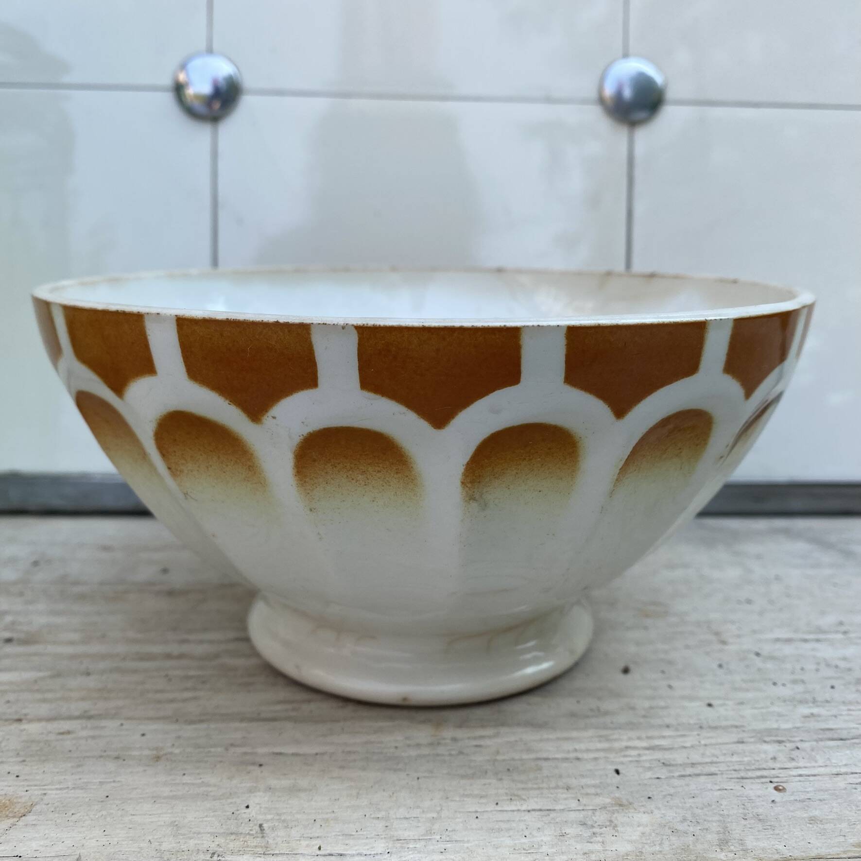 Large antique bowl Digoin Sarreguemines 1950s