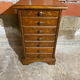 Semainier Ancien Meuble Bois 7 Tiroirs Marqueterie Poignées Métal Vint