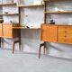 Mid-Century Modular Teak Free-Standing Wall Unit with Desk by John Texmon for Blindheim Mobelfabrik,