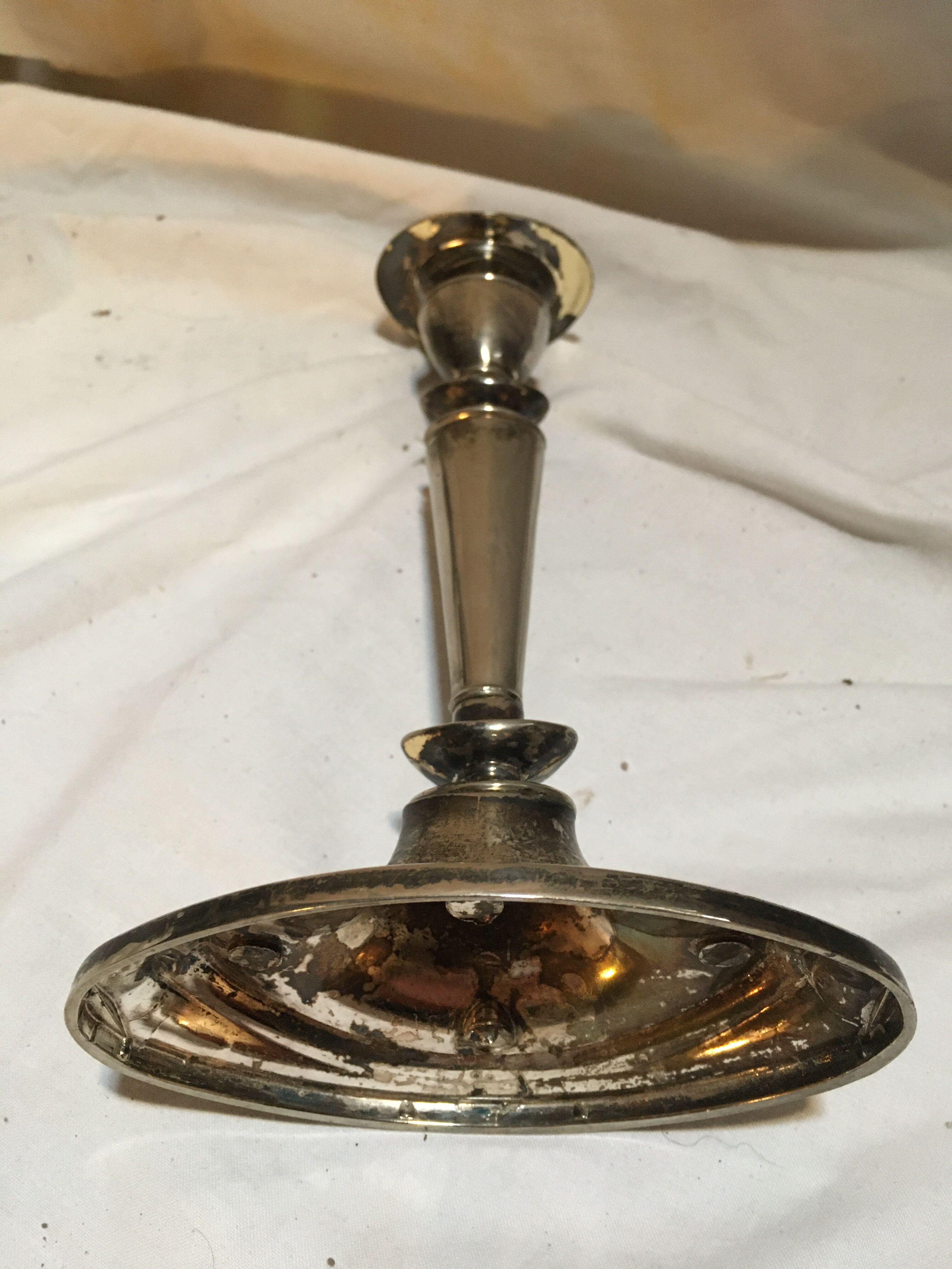 Silver metal candle holder