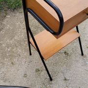 Pair of bedside tables from the 60s in gilded oak and tubes stamped Descher