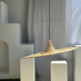 Large suspension, rattan luminaire in hat shape D:80cm