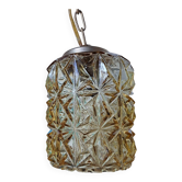 Gold-colored glass globe pendant light in Art POP 1950 style, retro decoration for entrance or living room