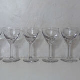 6 old glasses blown bistro vintage thick bottom