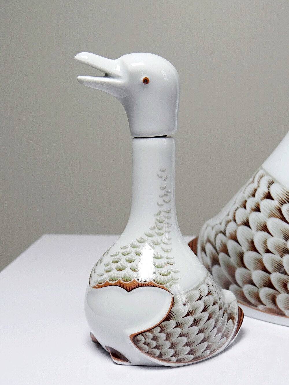 Vintage 1980s duo carafe and miniature bottle Haviland Castel after Sandoz for Chabot.