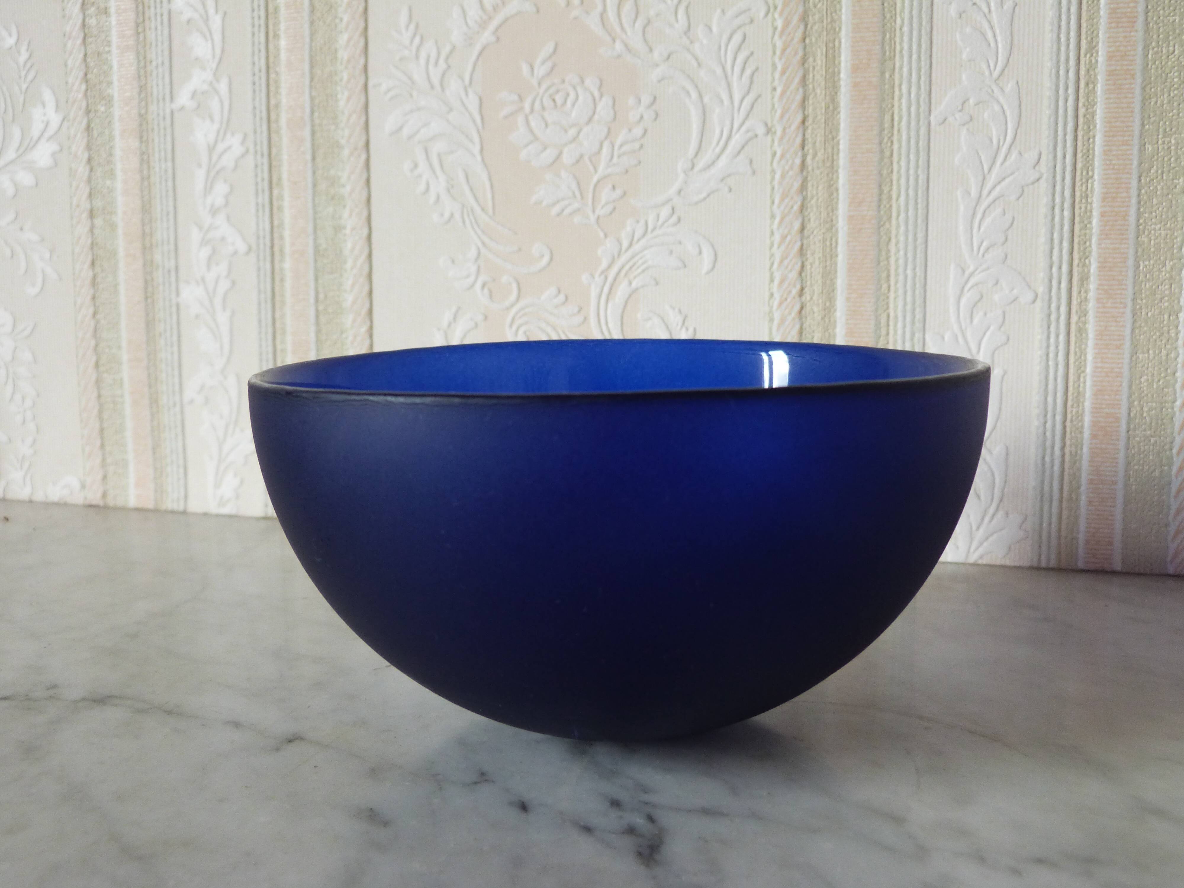 Saladier verre bleu cobalt