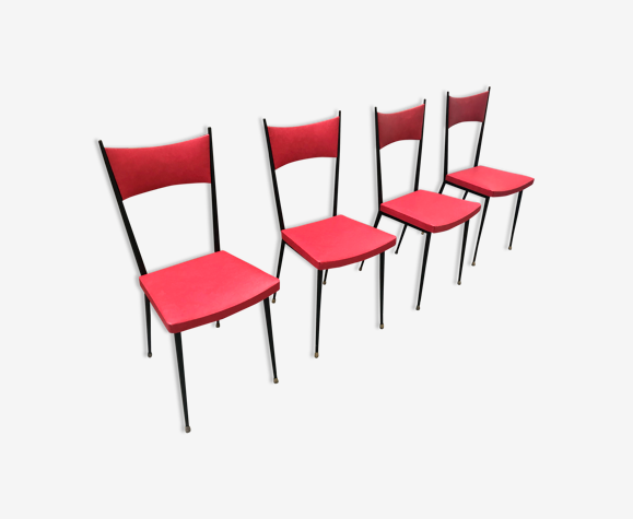 4 chaises vintage rouge